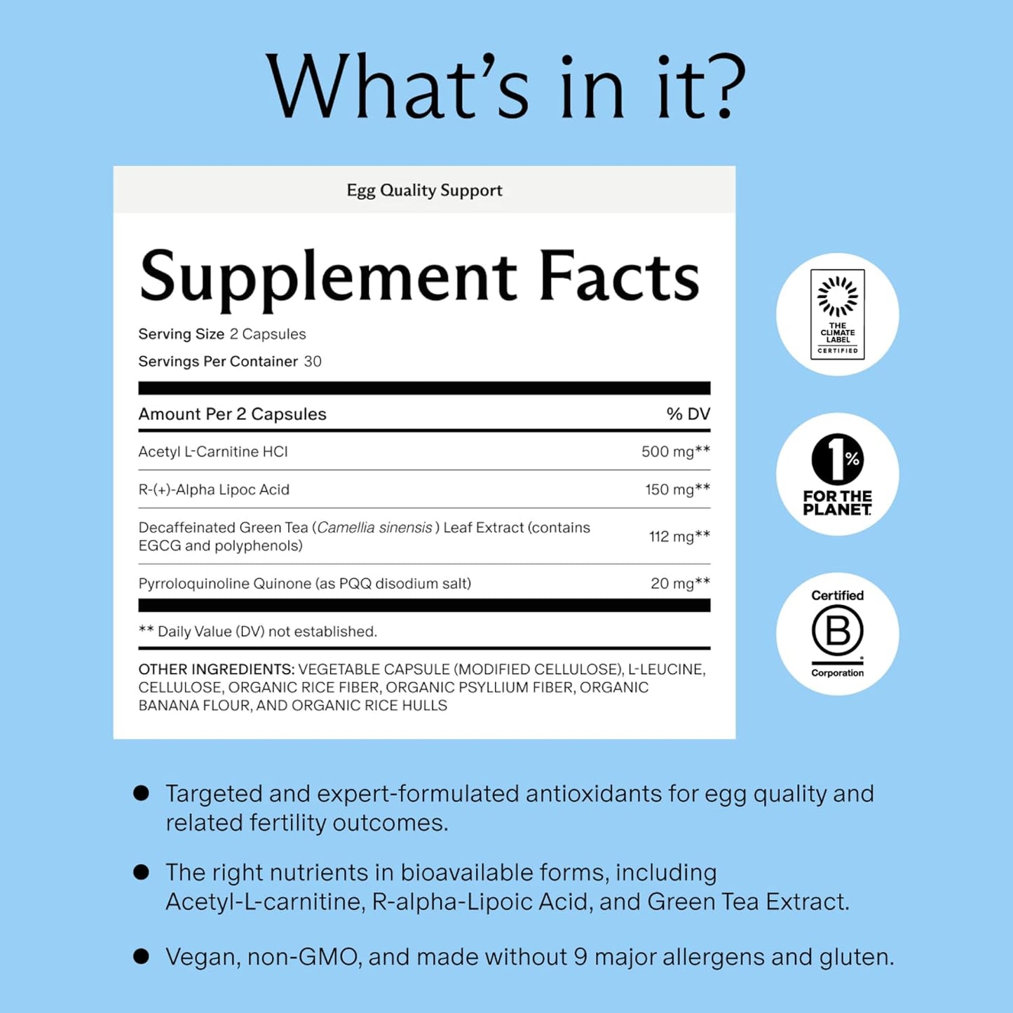 Pre Conception Egg Health Support - 60 Capsules