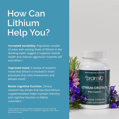 Lithium Orotate Mood & Cognitive Support Capsules - 60 Capsules