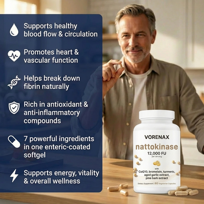 Nattokinase 12,000FU Complex - 60 Vegetarian Capsules